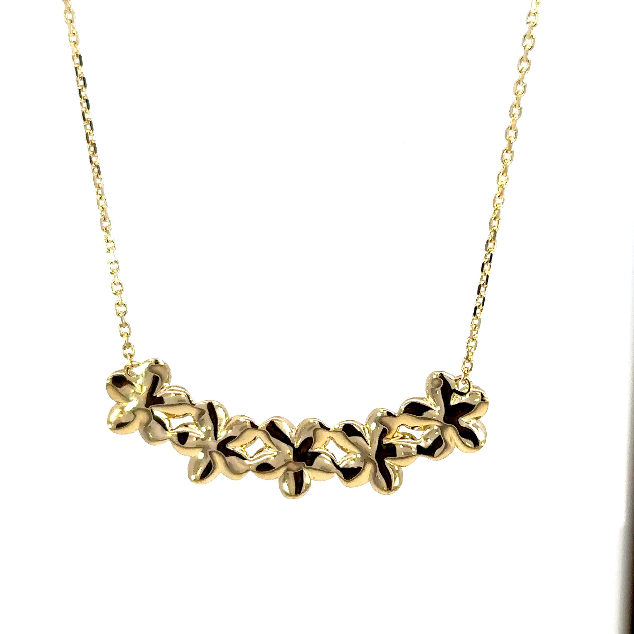 14k yg Plumeria necklace 5D  .