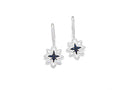 14kt White Gold Diamond and Blue Sapphire Star Earrings