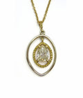 14kt Two Tone White and Yellow Gold Pear Shape Diamond Pendant Necklace