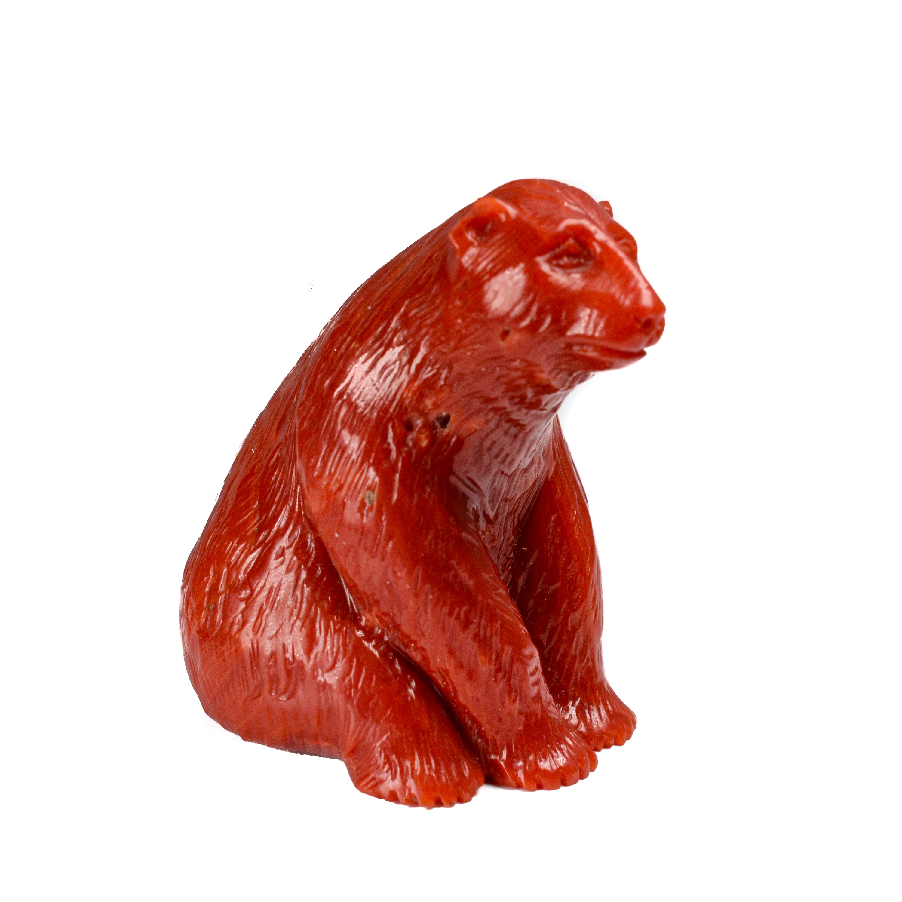 -E- 317.18cts Red Coral Bear G