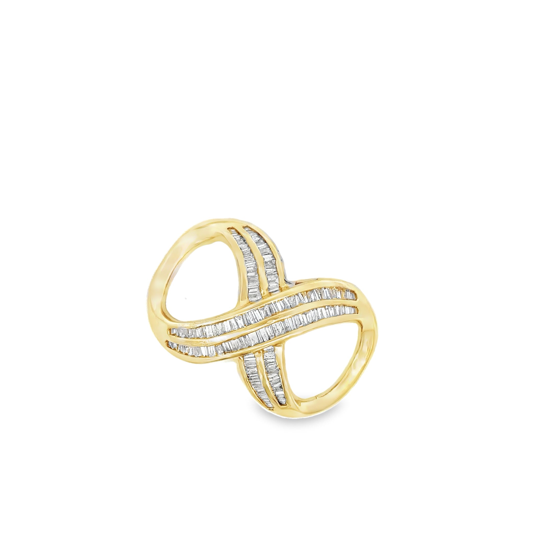 14k Yellow Gold Baguette Cut Diamond Infinity Pendant Approx 4.50cts