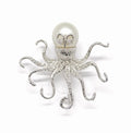14kt White Gold Diamond and Pearl Octopus Pin