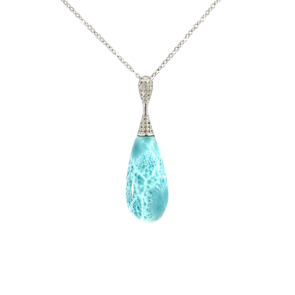 SS Larimar Teardrop Pendant wh