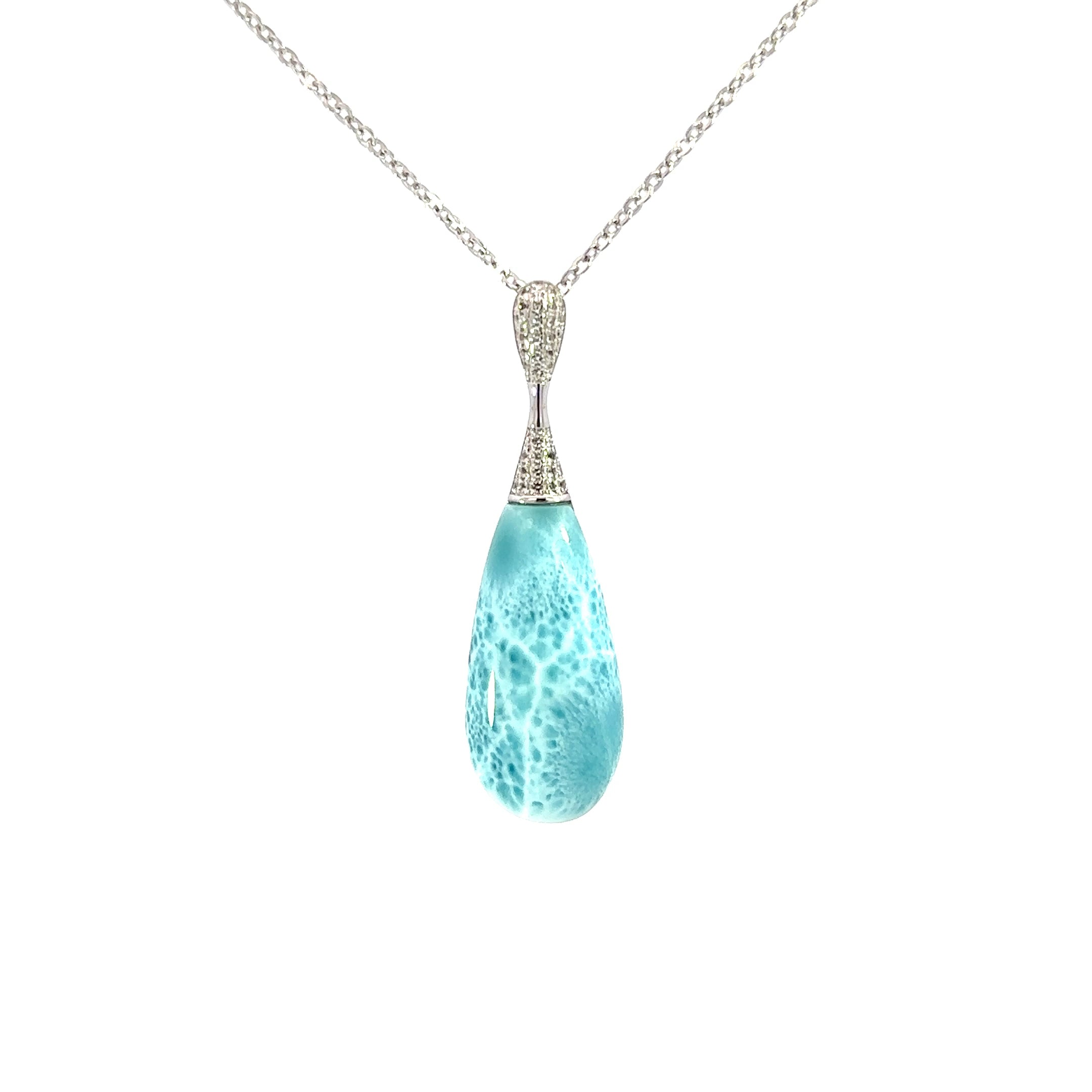 SS Larimar Teardrop Pendant wh