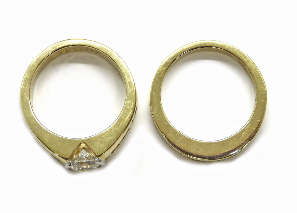 18K Yellow Gold Diamond Engagement Ring & Band Set 0.71ct G/VS2 GIA Certified