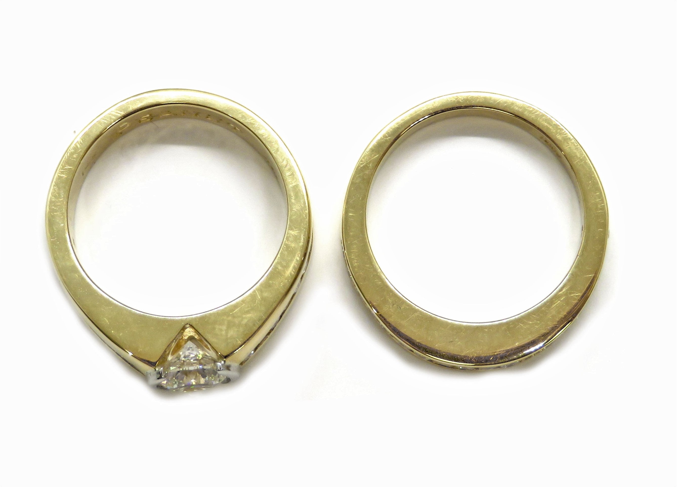 18K Yellow Gold Diamond Engagement Ring & Band Set 0.71ct G/VS2 GIA Certified