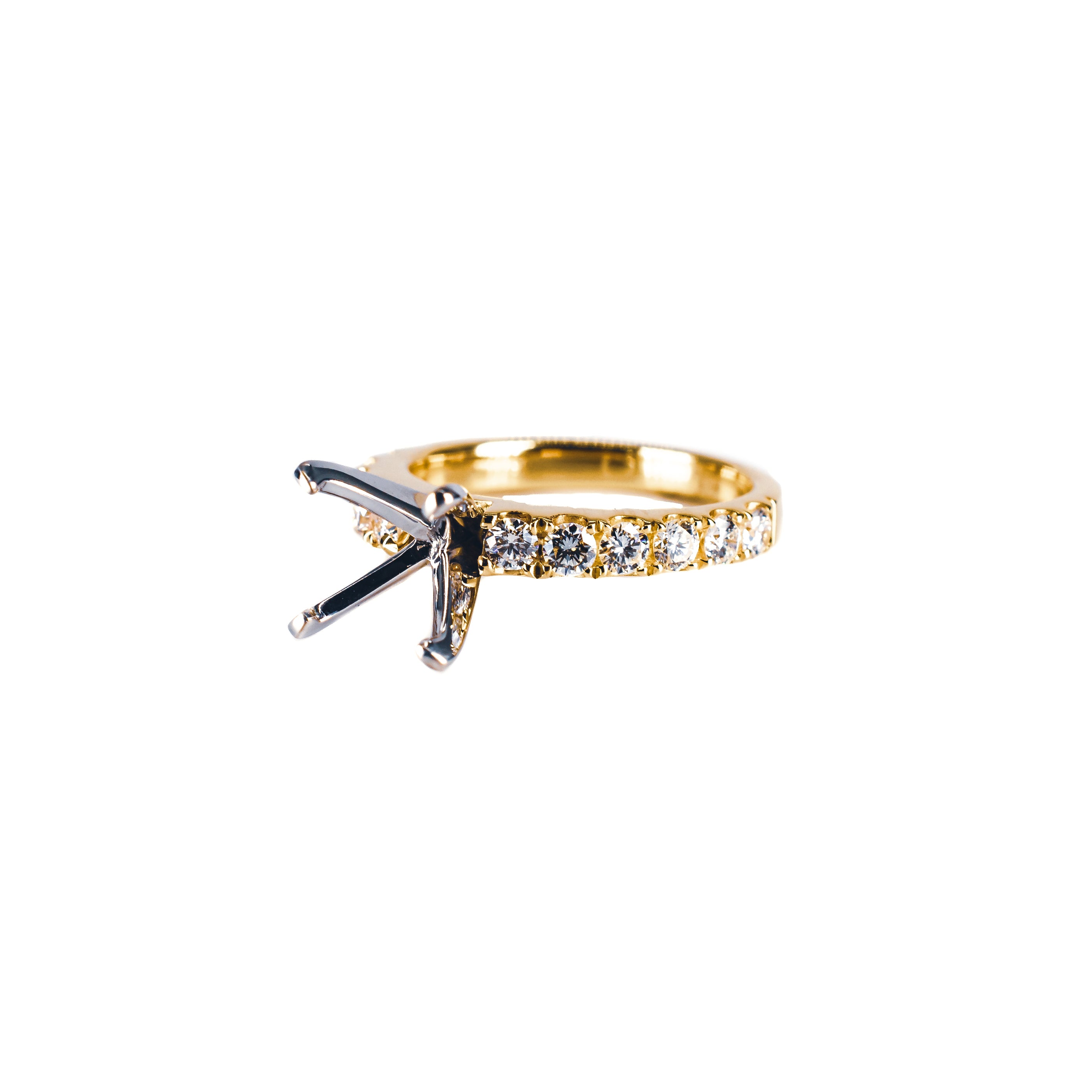 18K Two-Tone Diamond Semi-Mount Engagement Ring