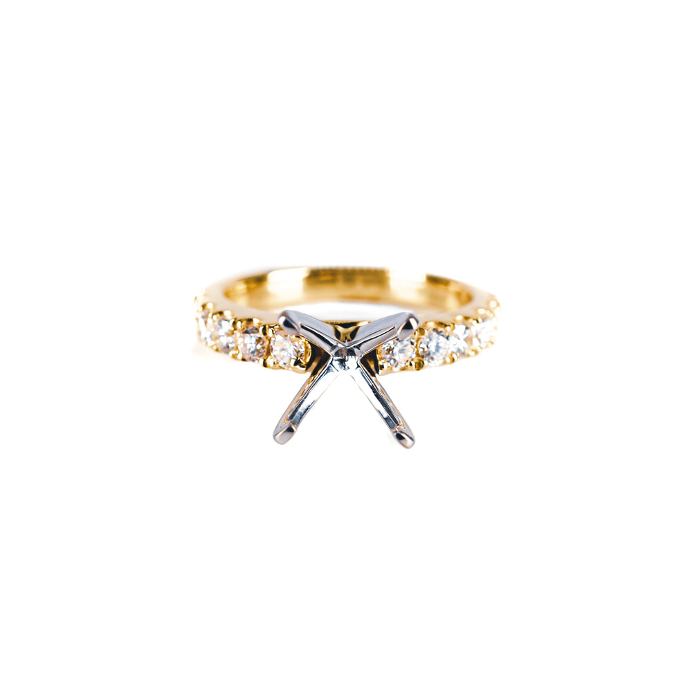 18K Two-Tone Diamond Semi-Mount Engagement Ring