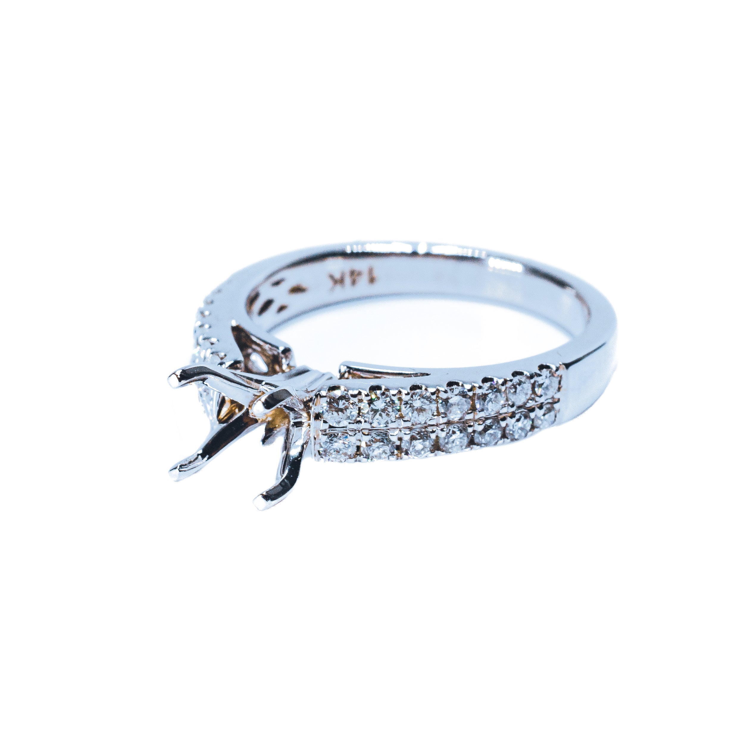 14K White Gold Semi-Mount Diamond Engagement Ring