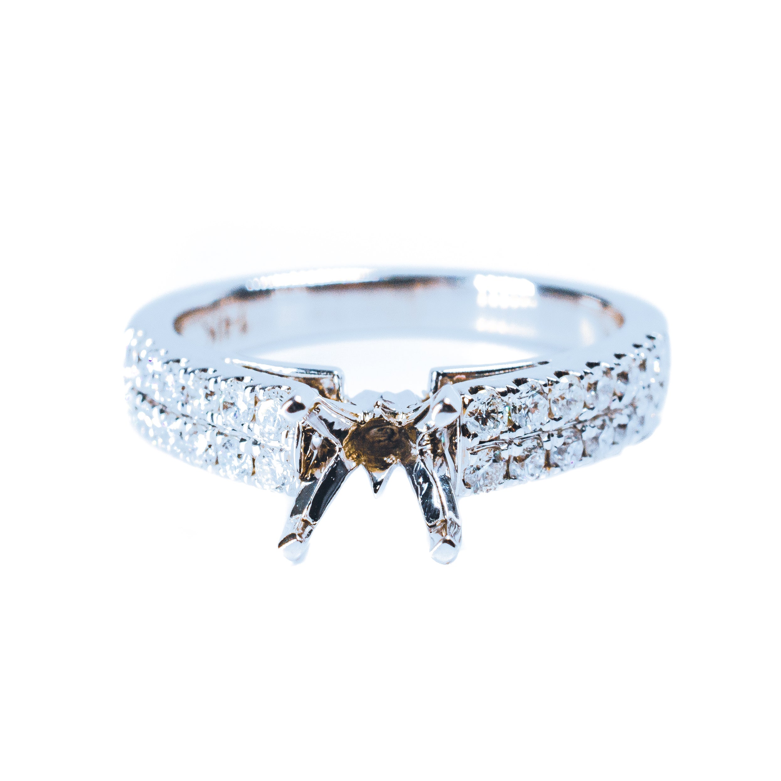 14K White Gold Semi-Mount Diamond Engagement Ring