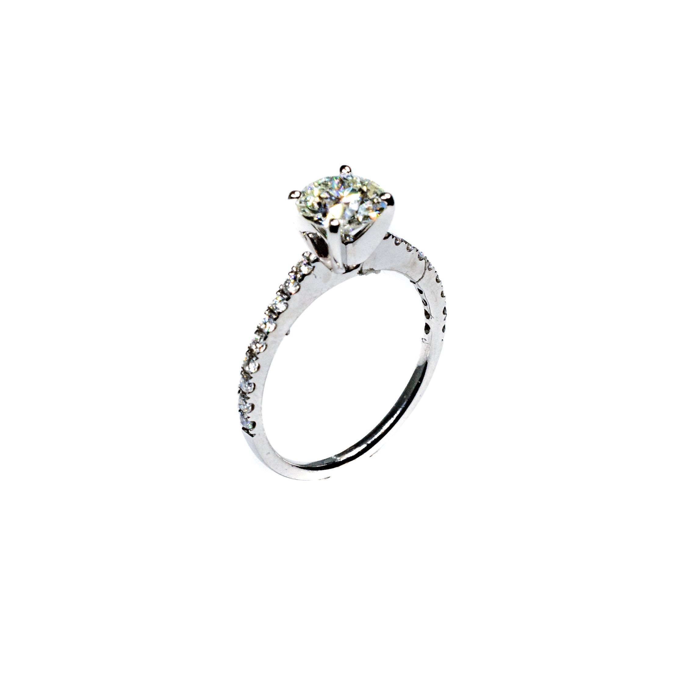 18K White Gold Pavé Diamond Semi-Mount Engagement Ring