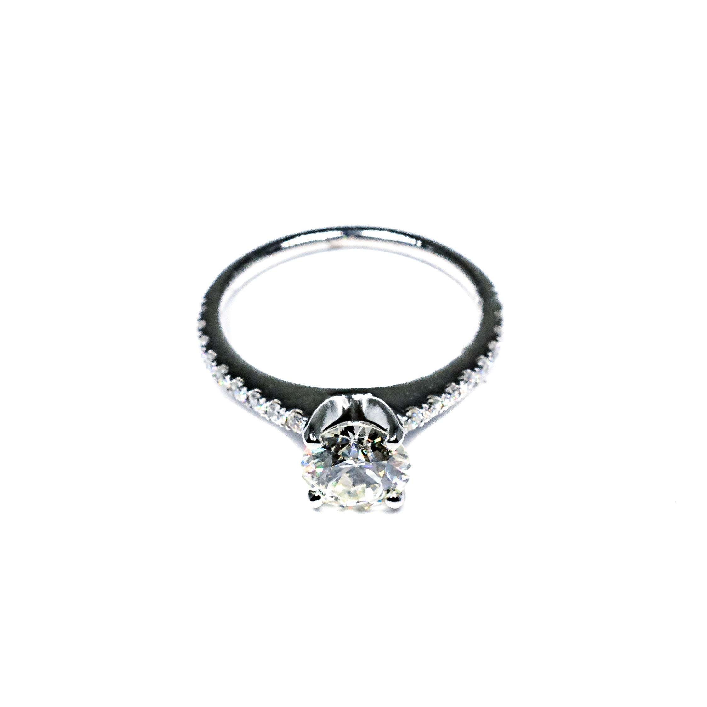 18K White Gold Pavé Diamond Semi-Mount Engagement Ring