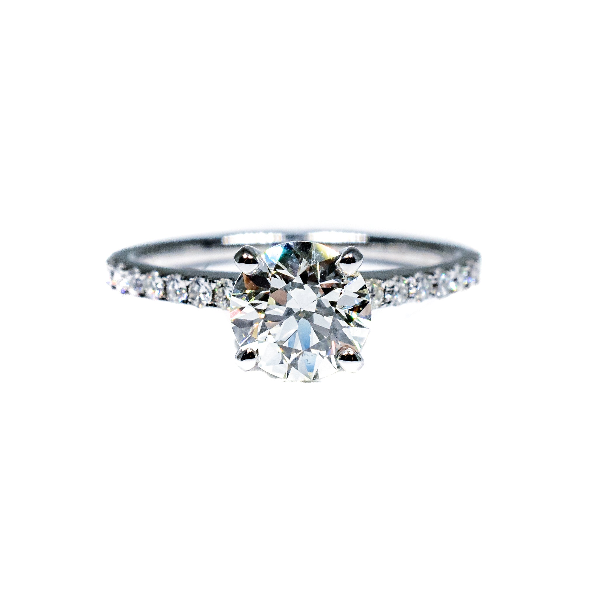 18K White Gold Pavé Diamond Semi-Mount Engagement Ring