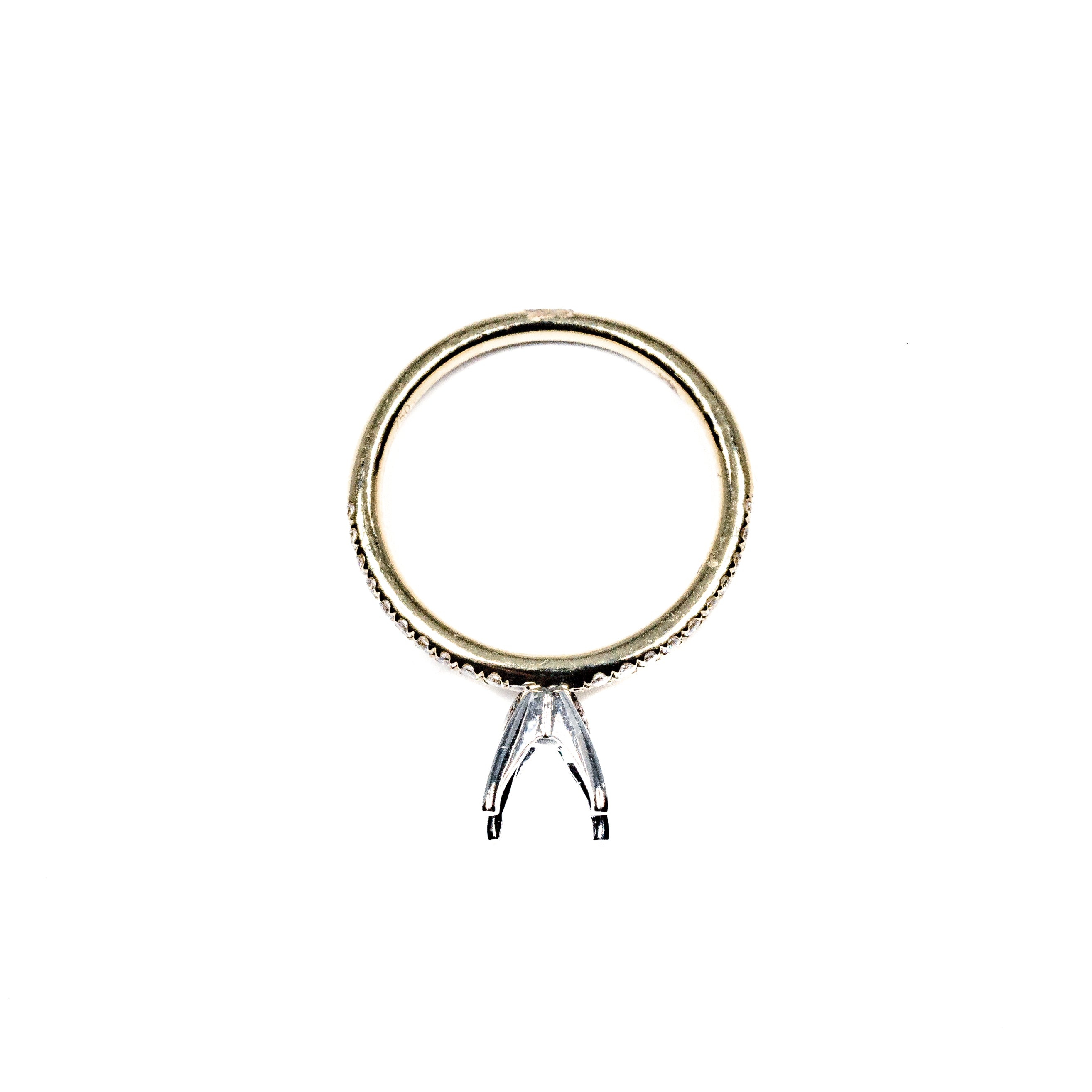 18K Yellow Gold Pavé Diamond Engagement Ring Setting – Semi Mount