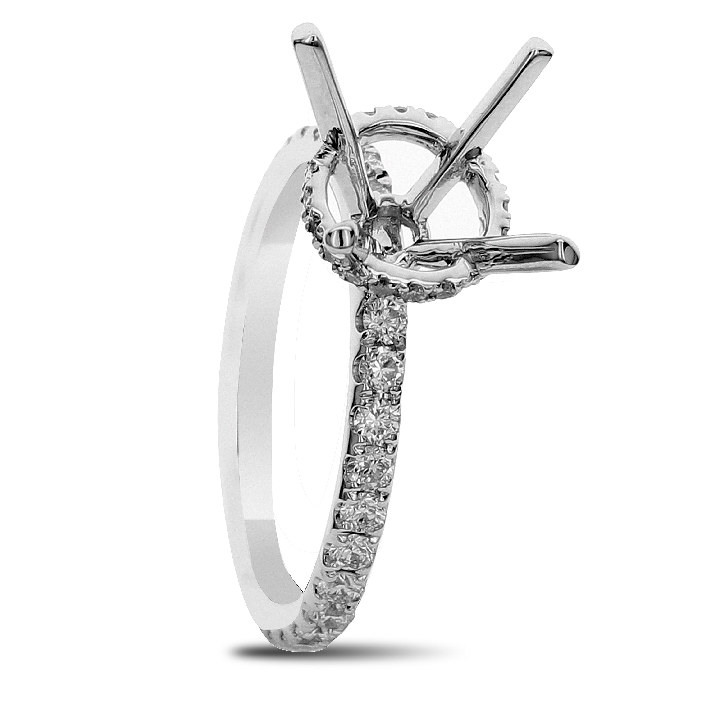 18K White Gold Diamond Halo Semi-Mount Engagement Ring