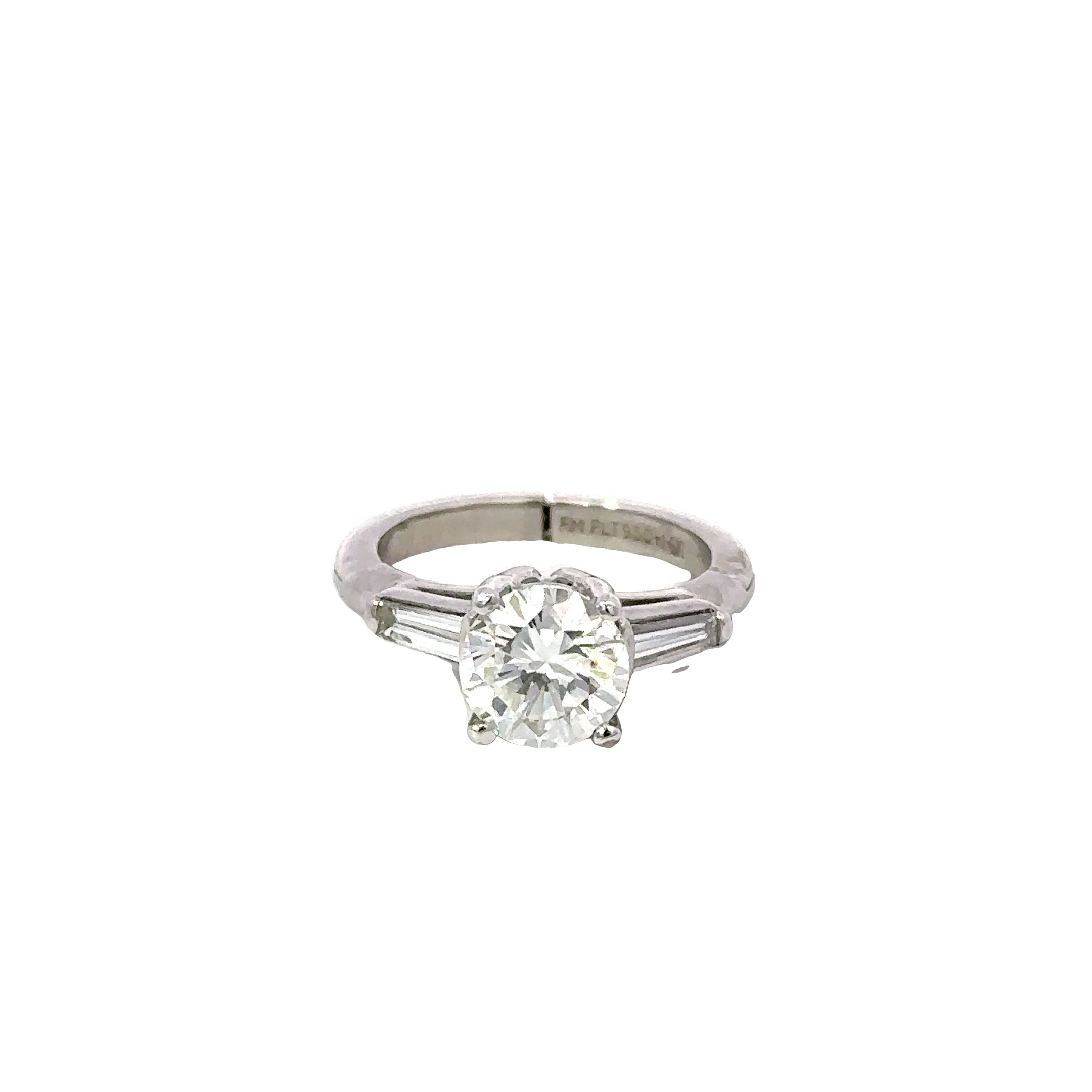 Estate Platinum & 14K White Gold Diamond Engagement Ring GIA Certified 1.85 Carat Total