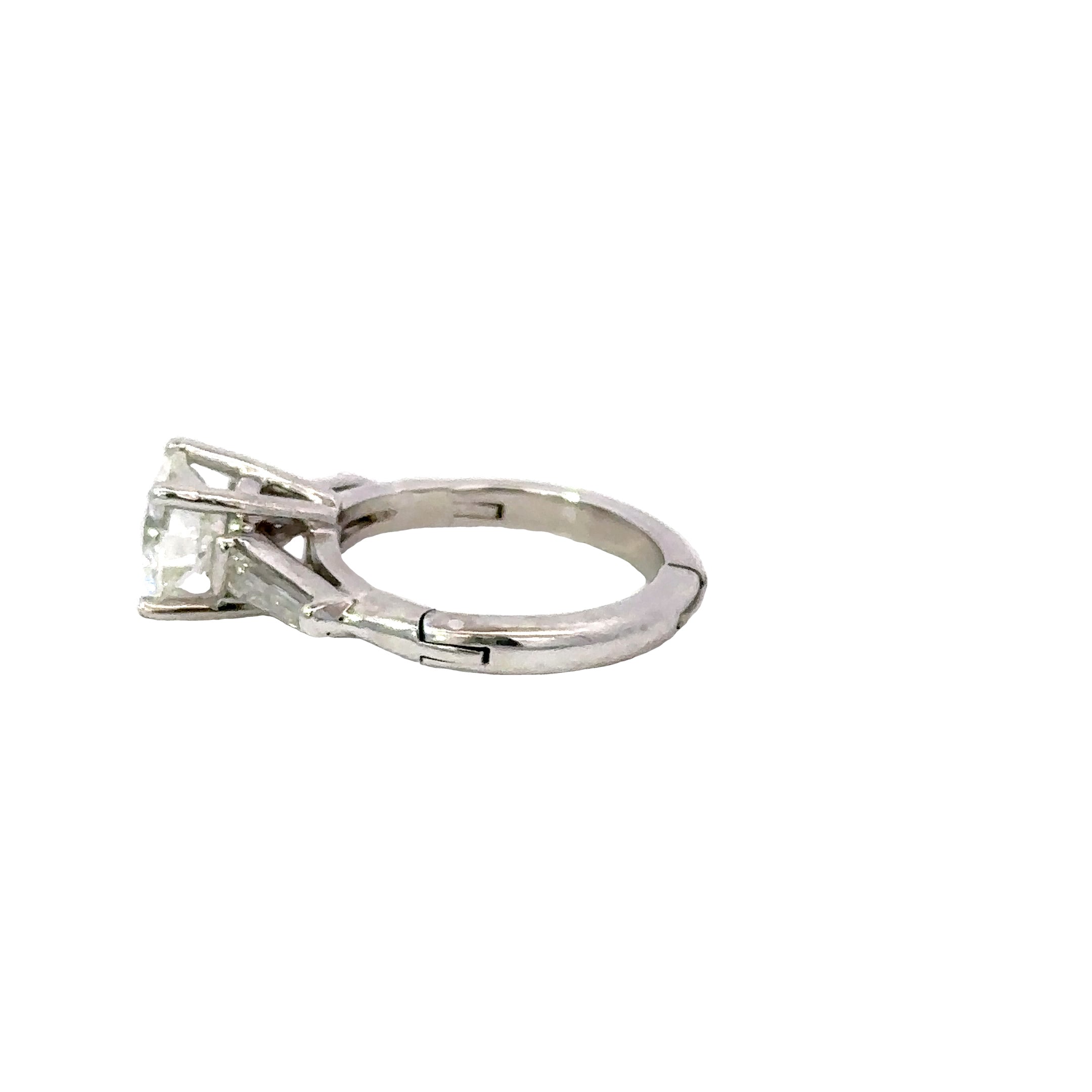 Estate Platinum & 14K White Gold Diamond Engagement Ring GIA Certified 1.85 Carat Total