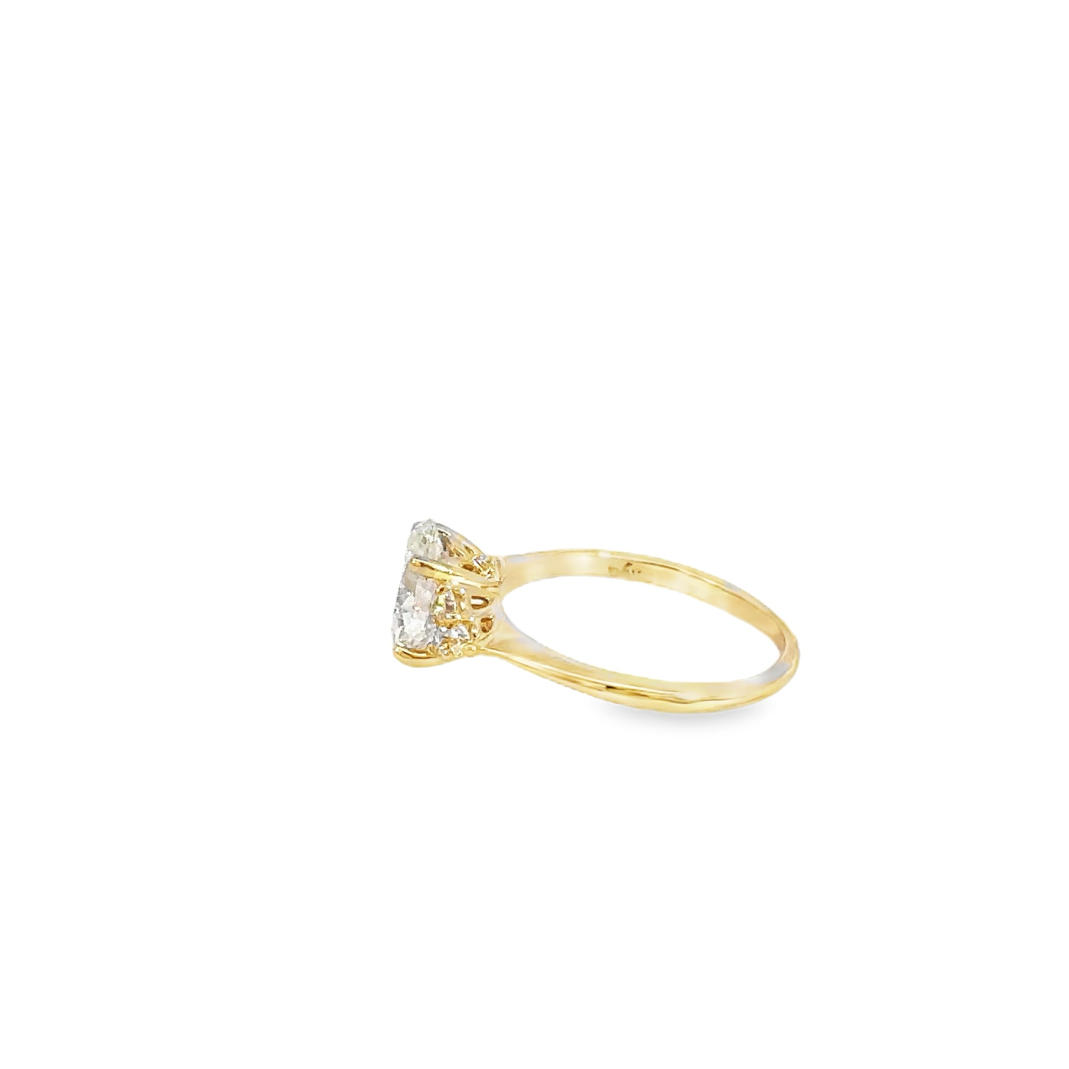 14K Yellow Gold Three-Stone Style Diamond Engagement Ring Setting – Semi Mount