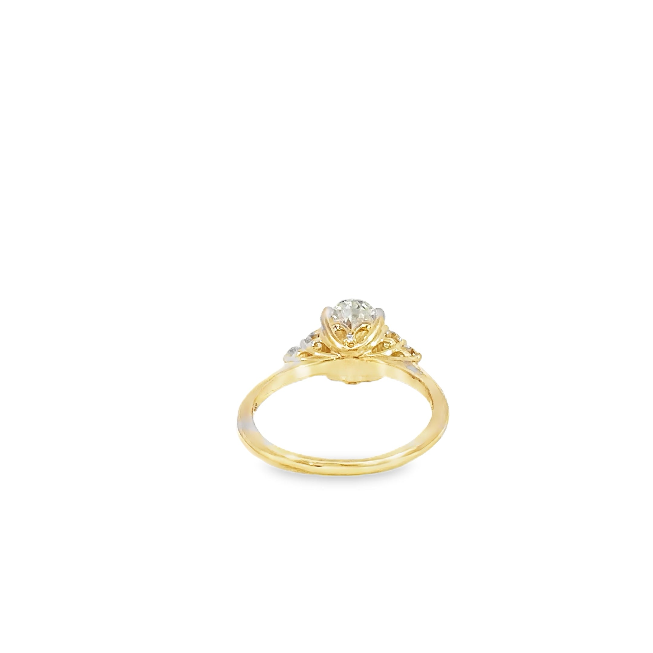 14K Yellow Gold Three-Stone Style Diamond Engagement Ring Setting – Semi Mount