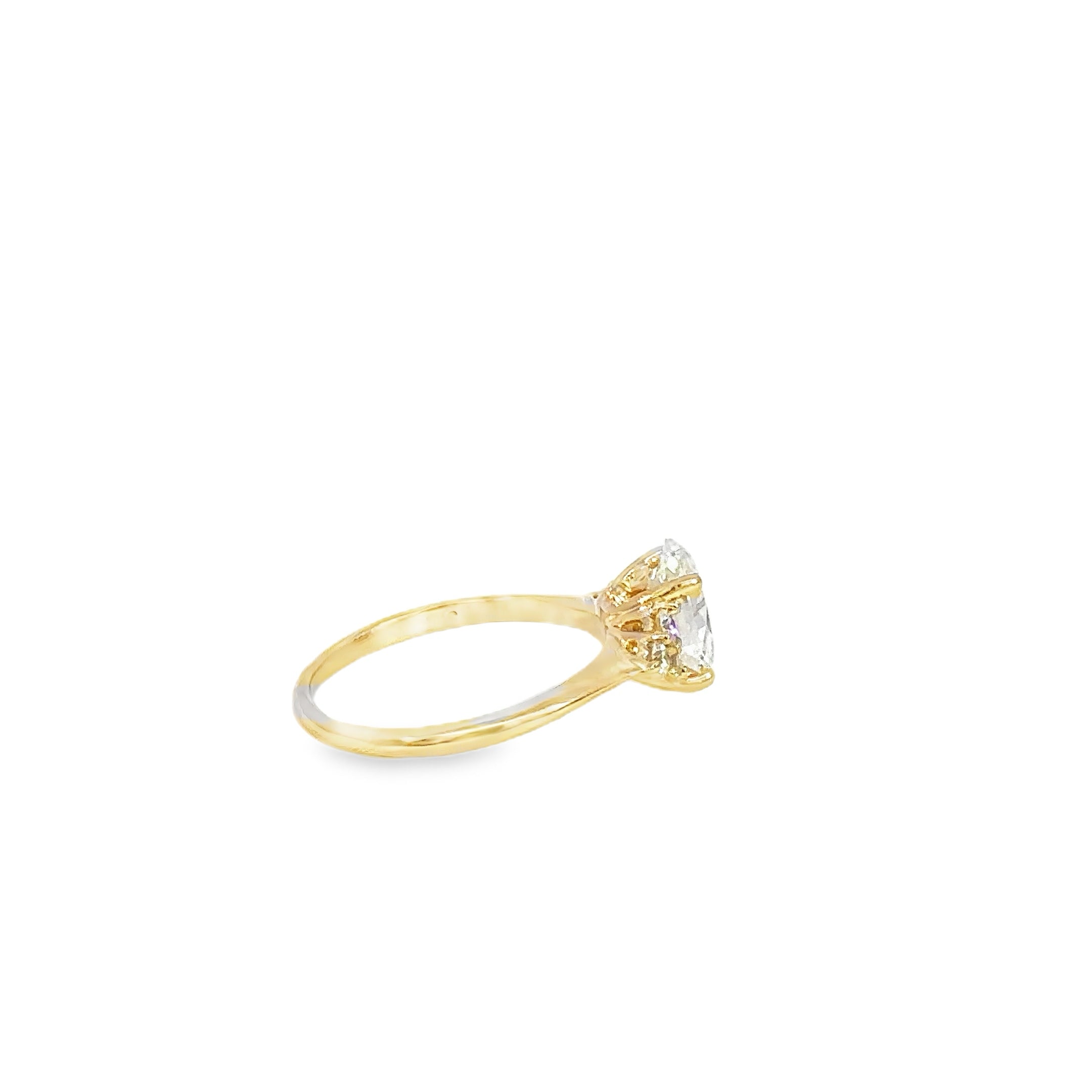 14K Yellow Gold Three-Stone Style Diamond Engagement Ring Setting – Semi Mount