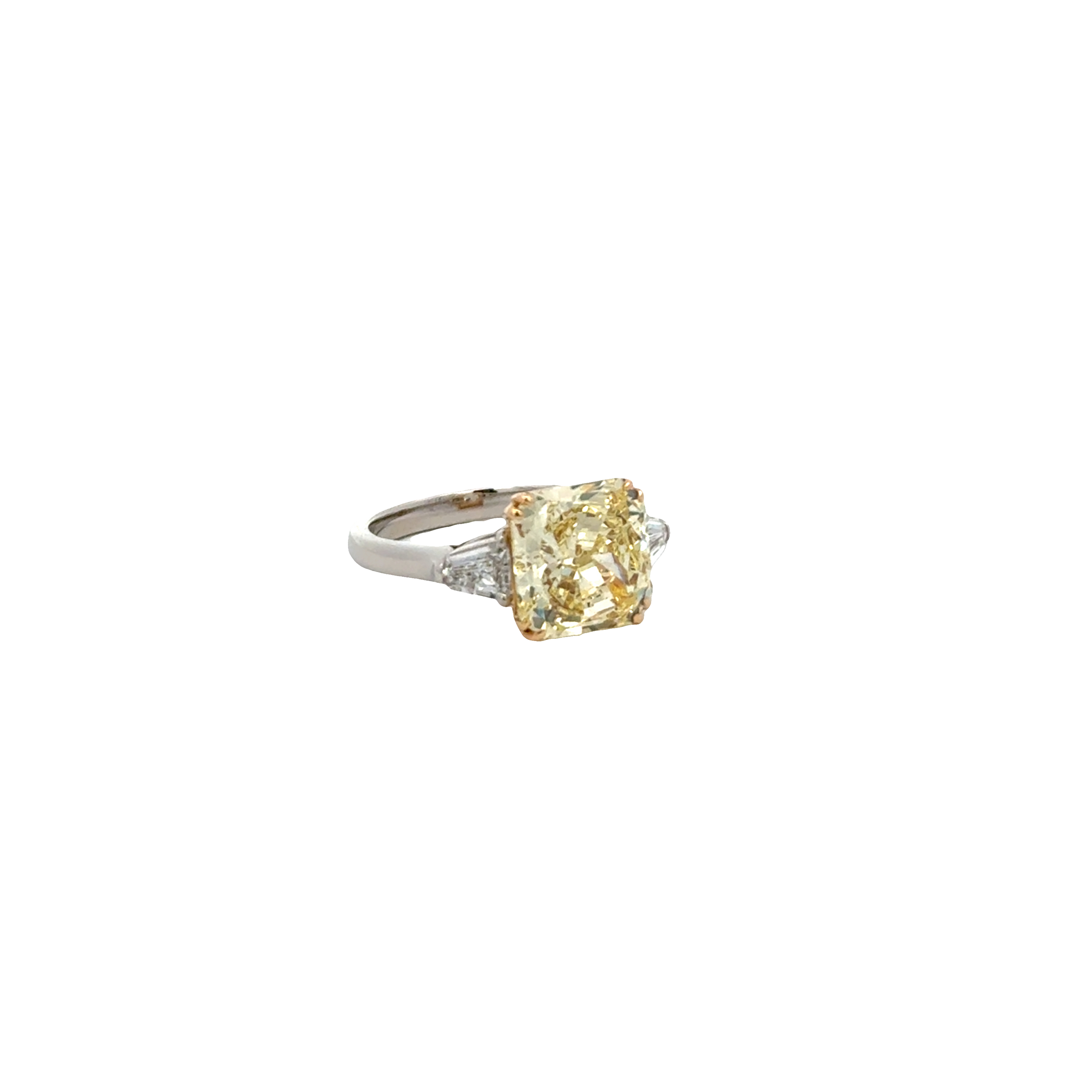 Platinum & 18K Yellow Gold Fancy Intense Yellow Diamond Ring 5.65ct GIA VS2