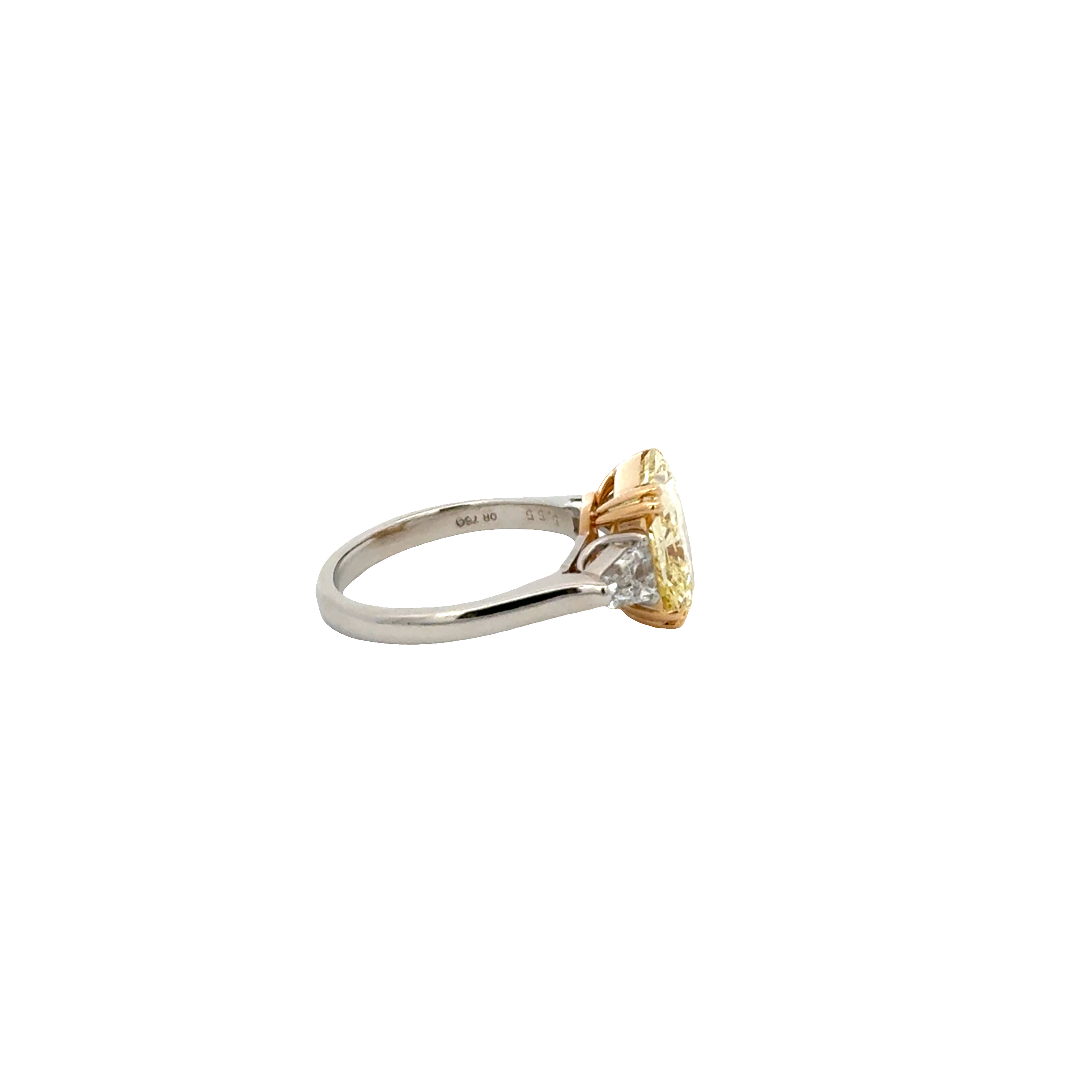 Platinum & 18K Yellow Gold Fancy Intense Yellow Diamond Ring 5.65ct GIA VS2