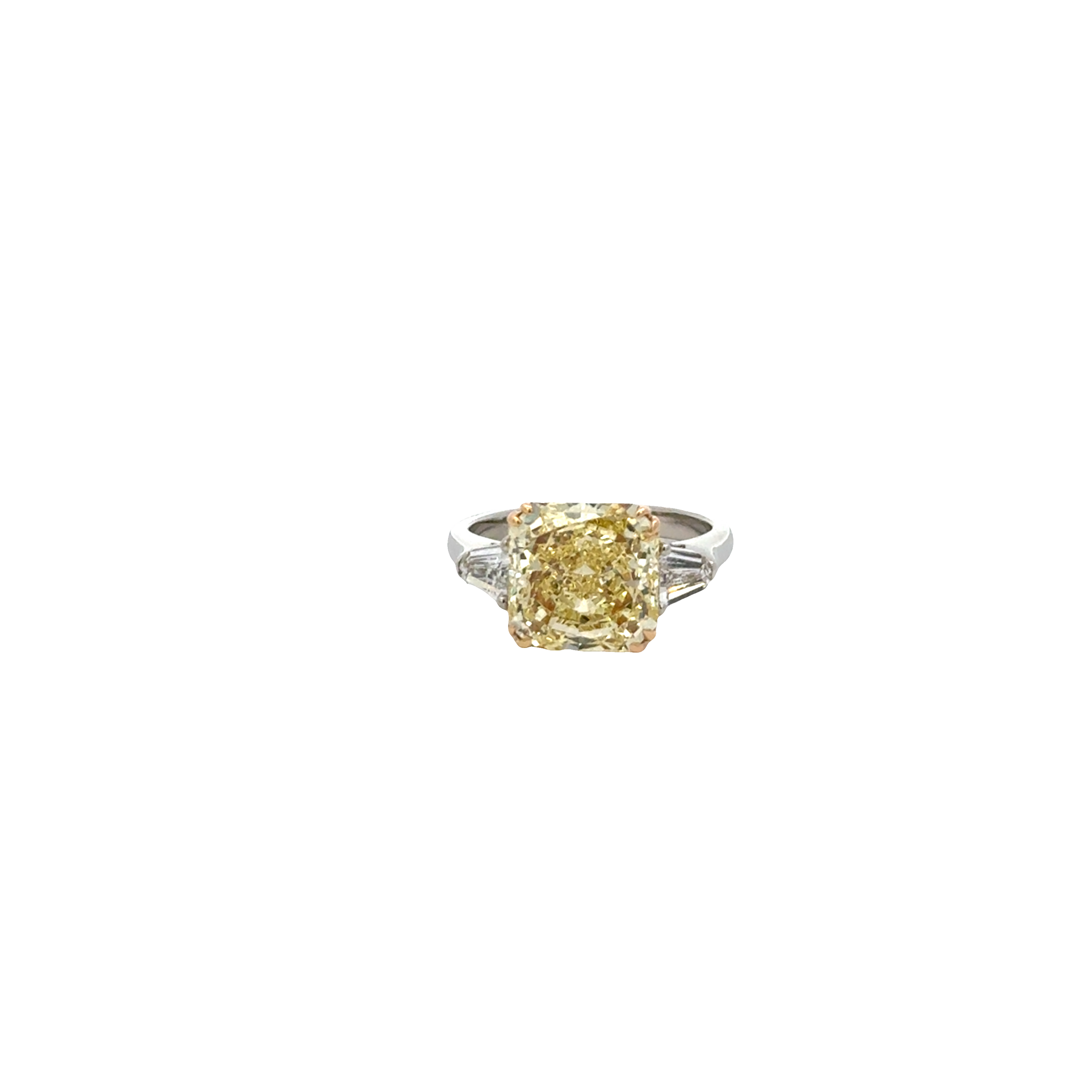 Platinum & 18K Yellow Gold Fancy Intense Yellow Diamond Ring 5.65ct GIA VS2