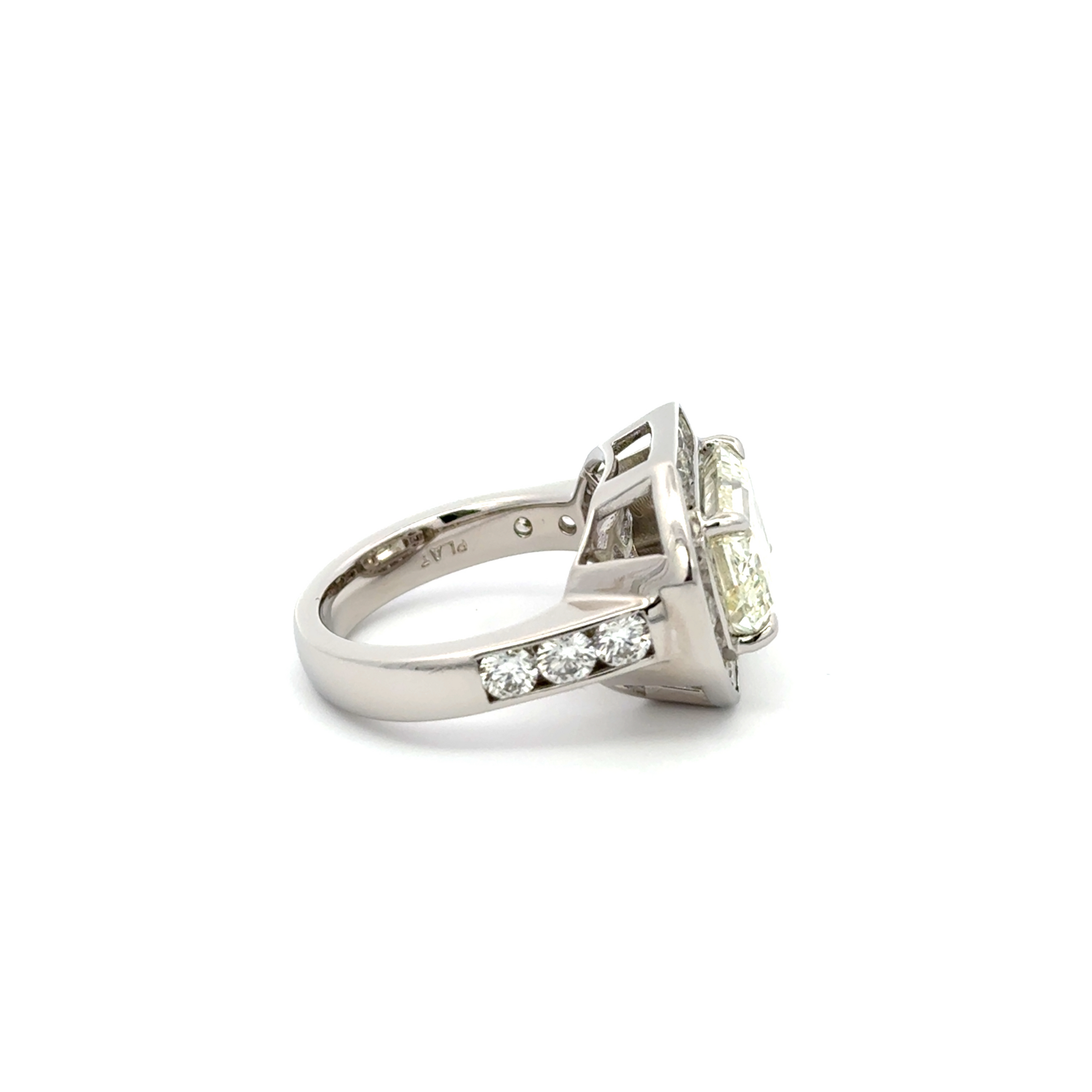 Platinum Emerald Cut Diamond Ring 6.21ct GIA M VS2 8.42 Carat Total
