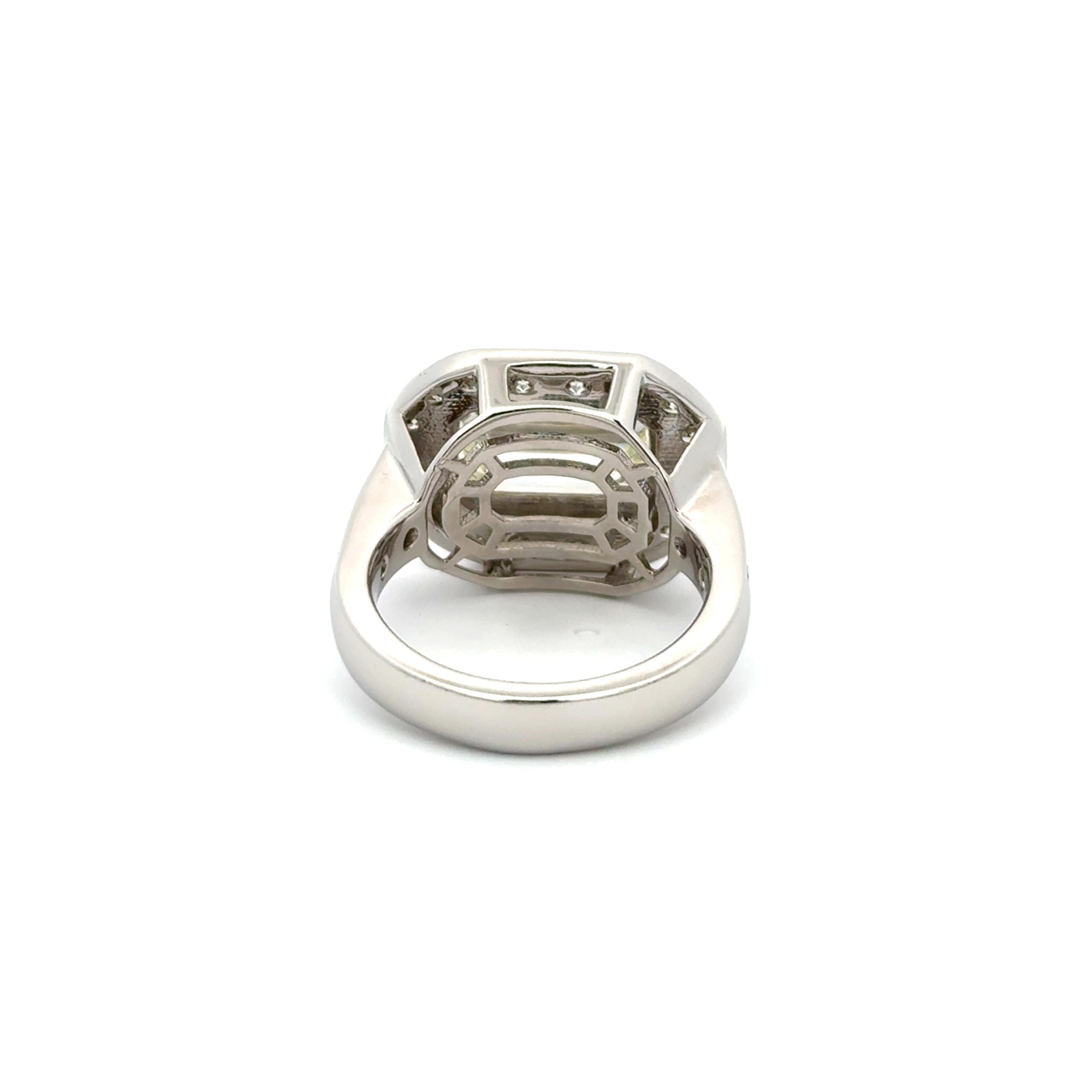 Platinum Emerald Cut Diamond Ring 6.21ct GIA M VS2 8.42 Carat Total