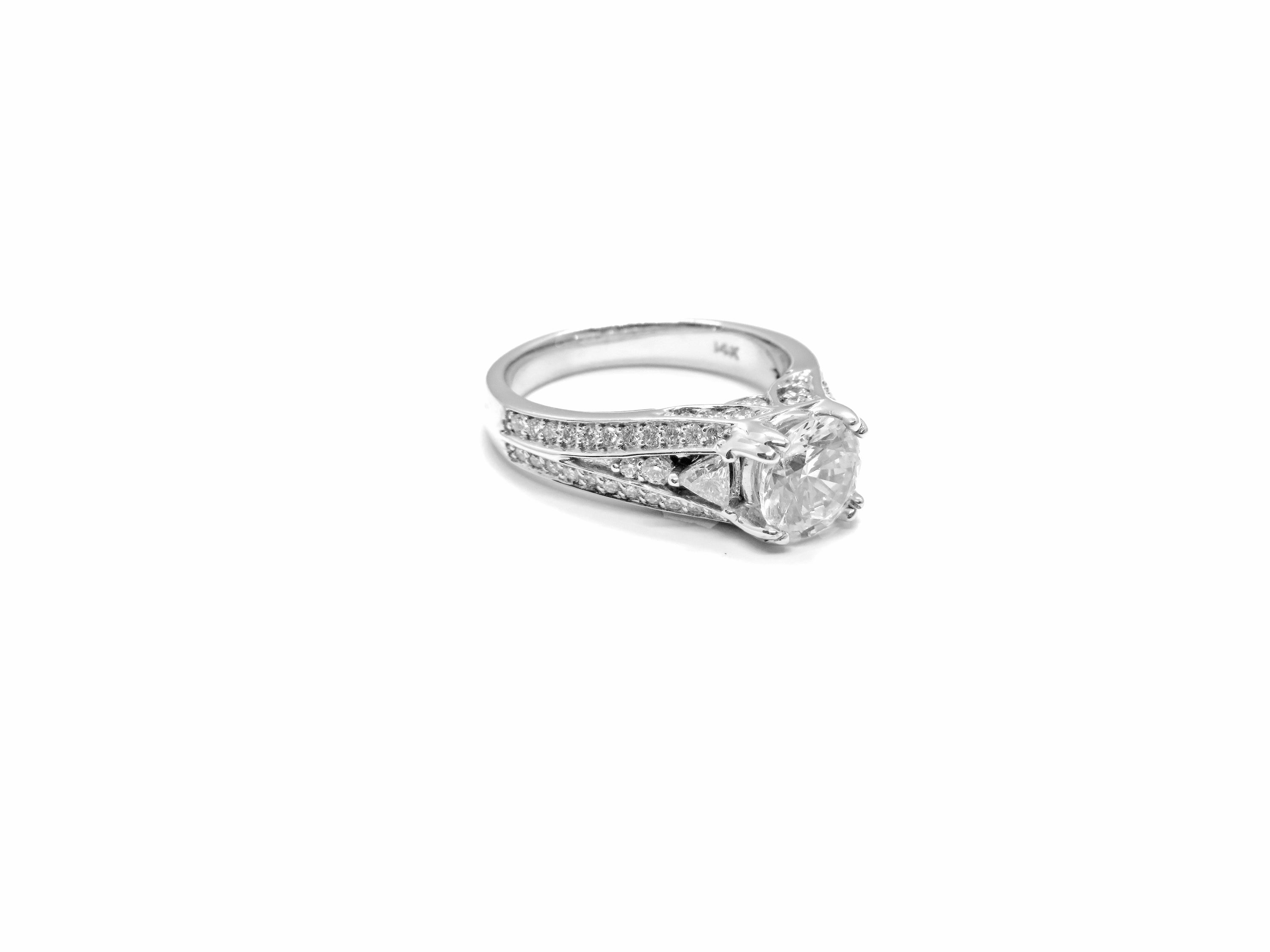 14K White Gold ArtCarved Diamond Engagement Ring Mount