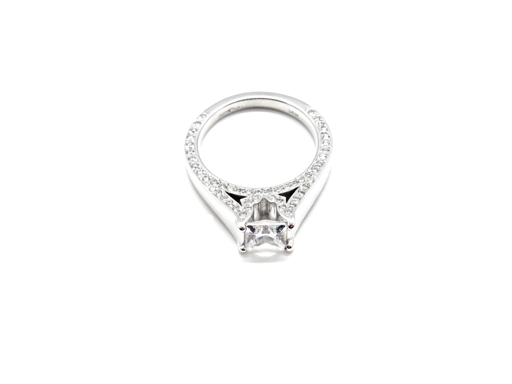 14K White Gold Pavé Diamond Engagement Ring Setting