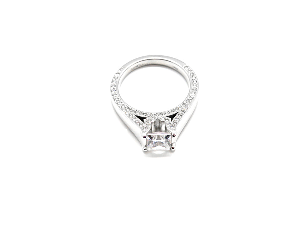14K White Gold Pavé Diamond Engagement Ring Setting