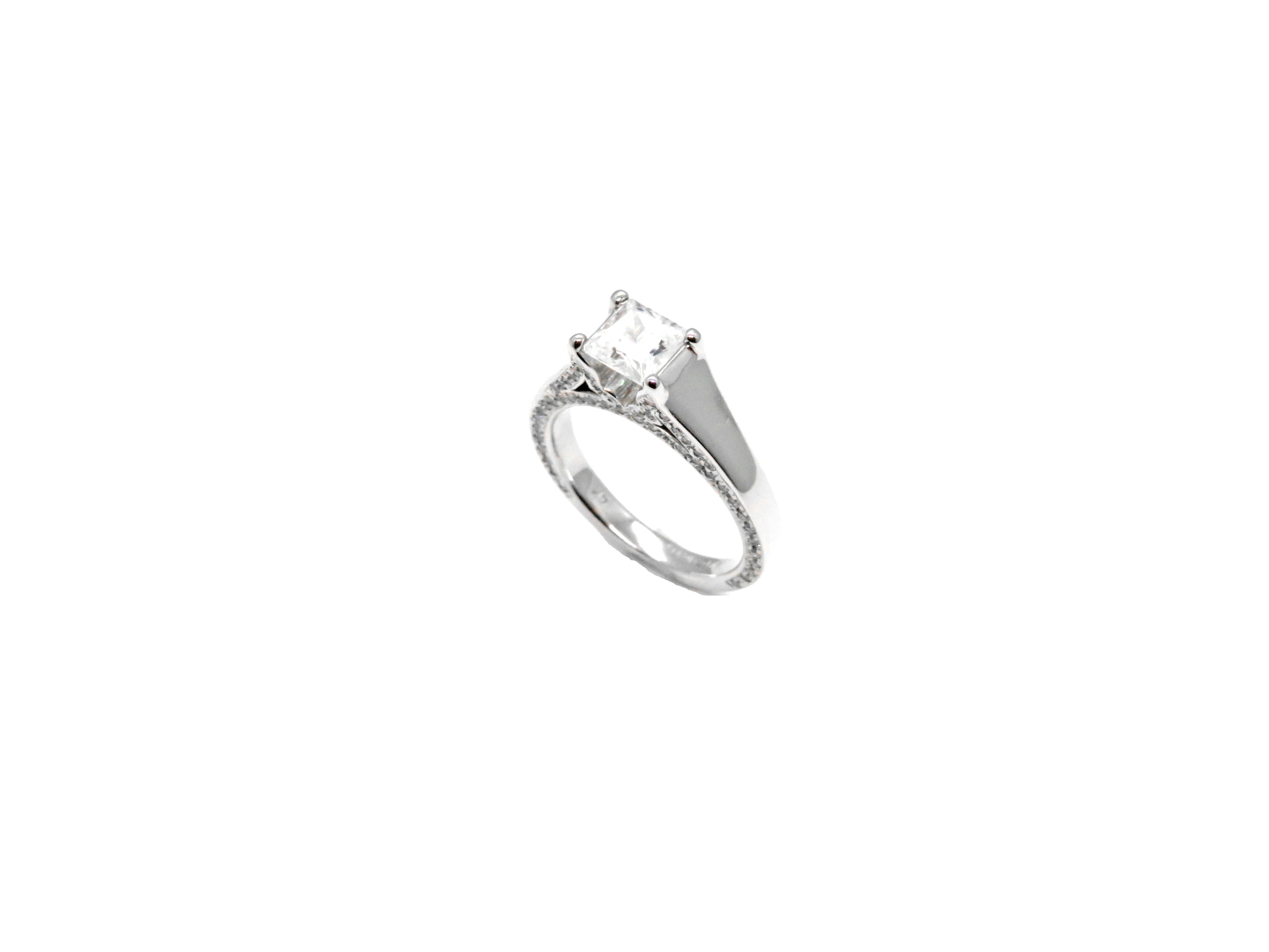 14K White Gold Pavé Diamond Engagement Ring Setting