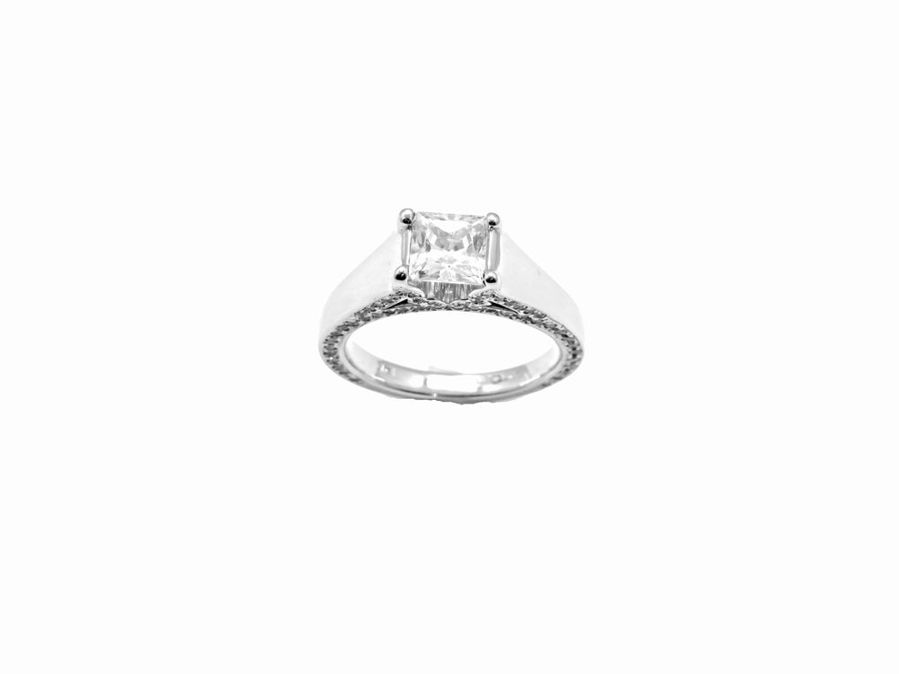 14K White Gold Pavé Diamond Engagement Ring Setting