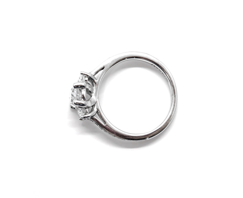 14K White Gold Three-Stone Diamond Semi-Mount Engagement Ring
