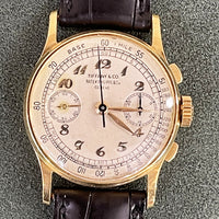 18k Yellow Gold Vintage Chronograph 33mm Tiffany Dial Breguet Numerals. 130J