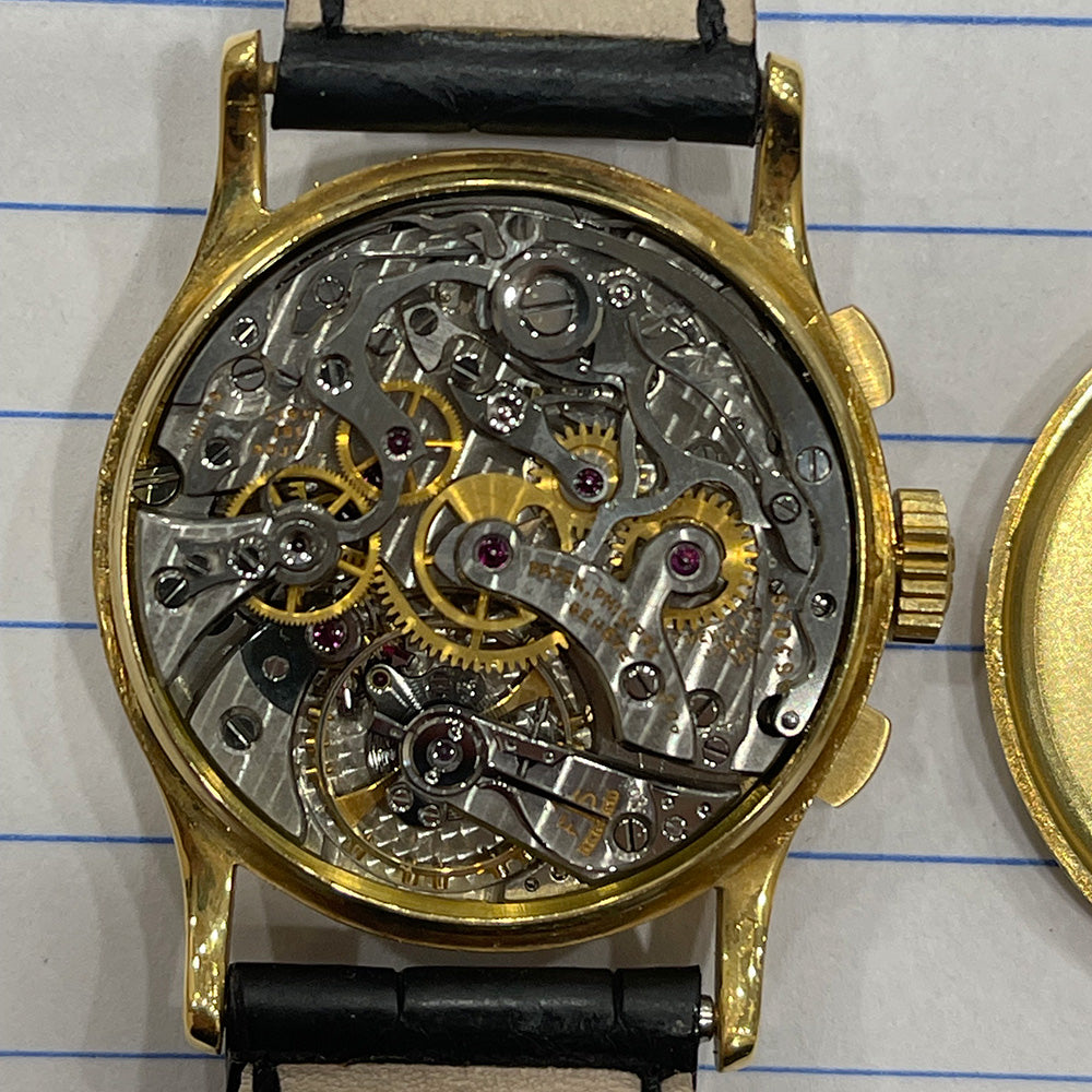 18k Yellow Gold Vintage Chronograph 33mm Tiffany Dial Breguet Numerals. 130J