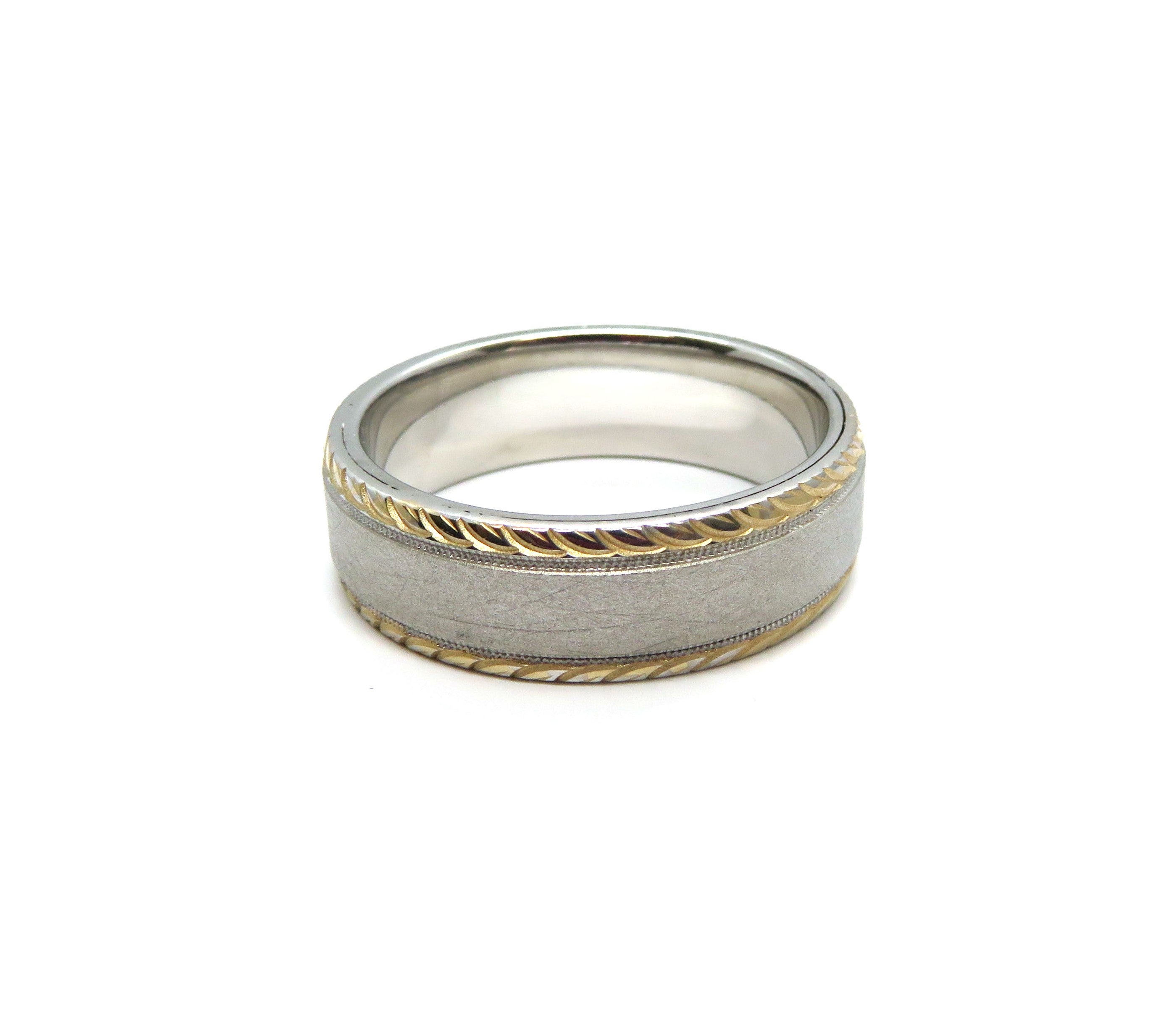 14K Two-Tone White & Rose Gold Wedding Band Ring