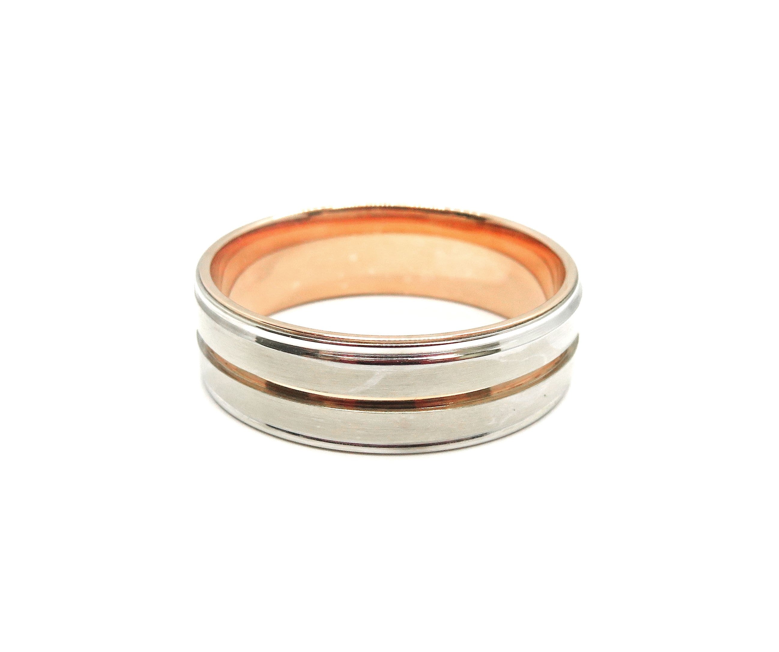 14K Two-Tone White & Rose Gold Wedding Band Ring