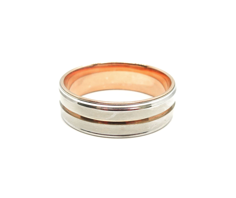 14K Two-Tone White & Rose Gold Wedding Band Ring