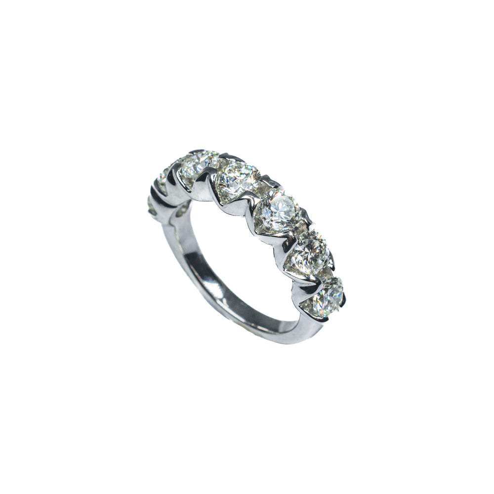 18K White Gold Seven-Stone Diamond Wedding Band – 2.16 Carat