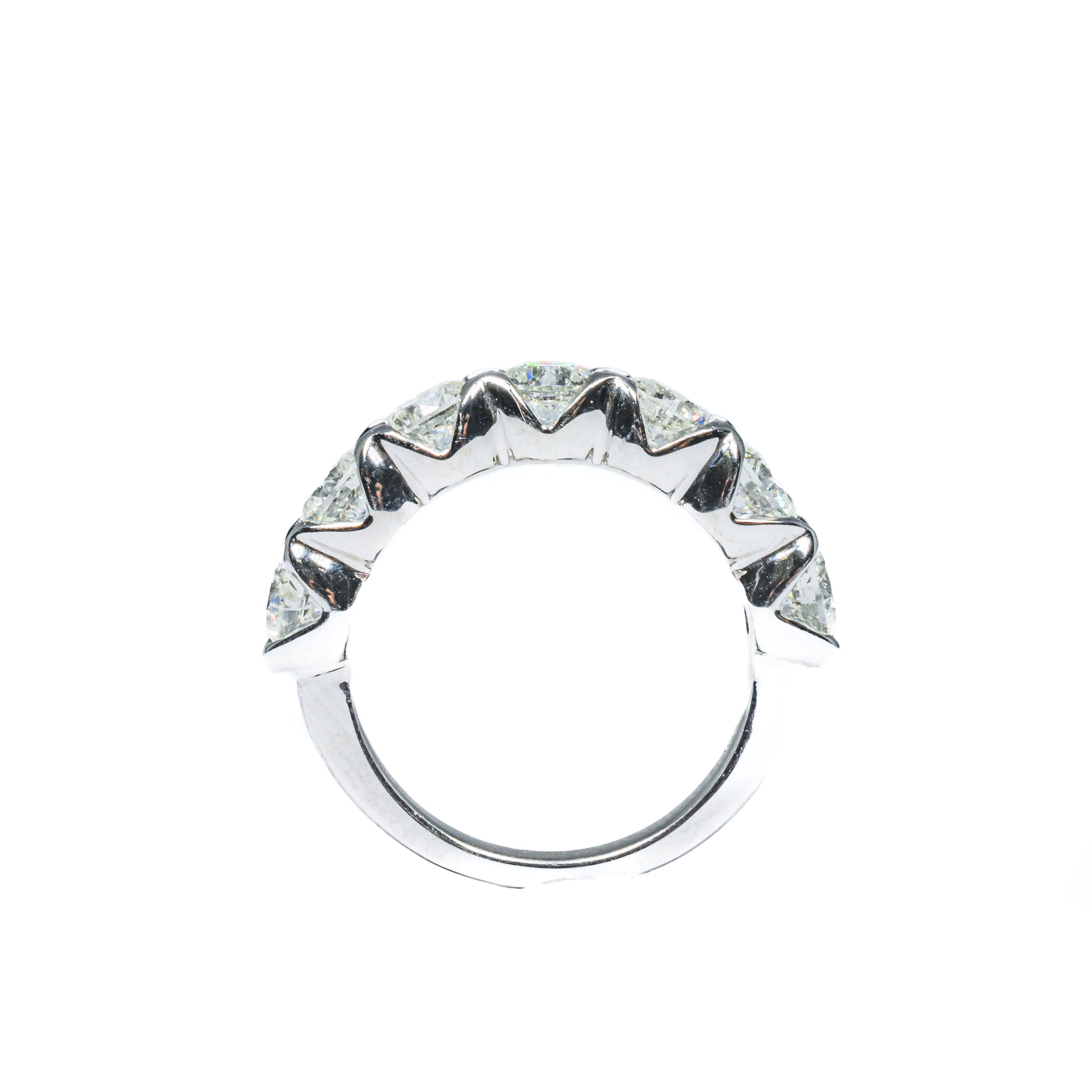 18K White Gold Seven-Stone Diamond Wedding Band – 2.16 Carat