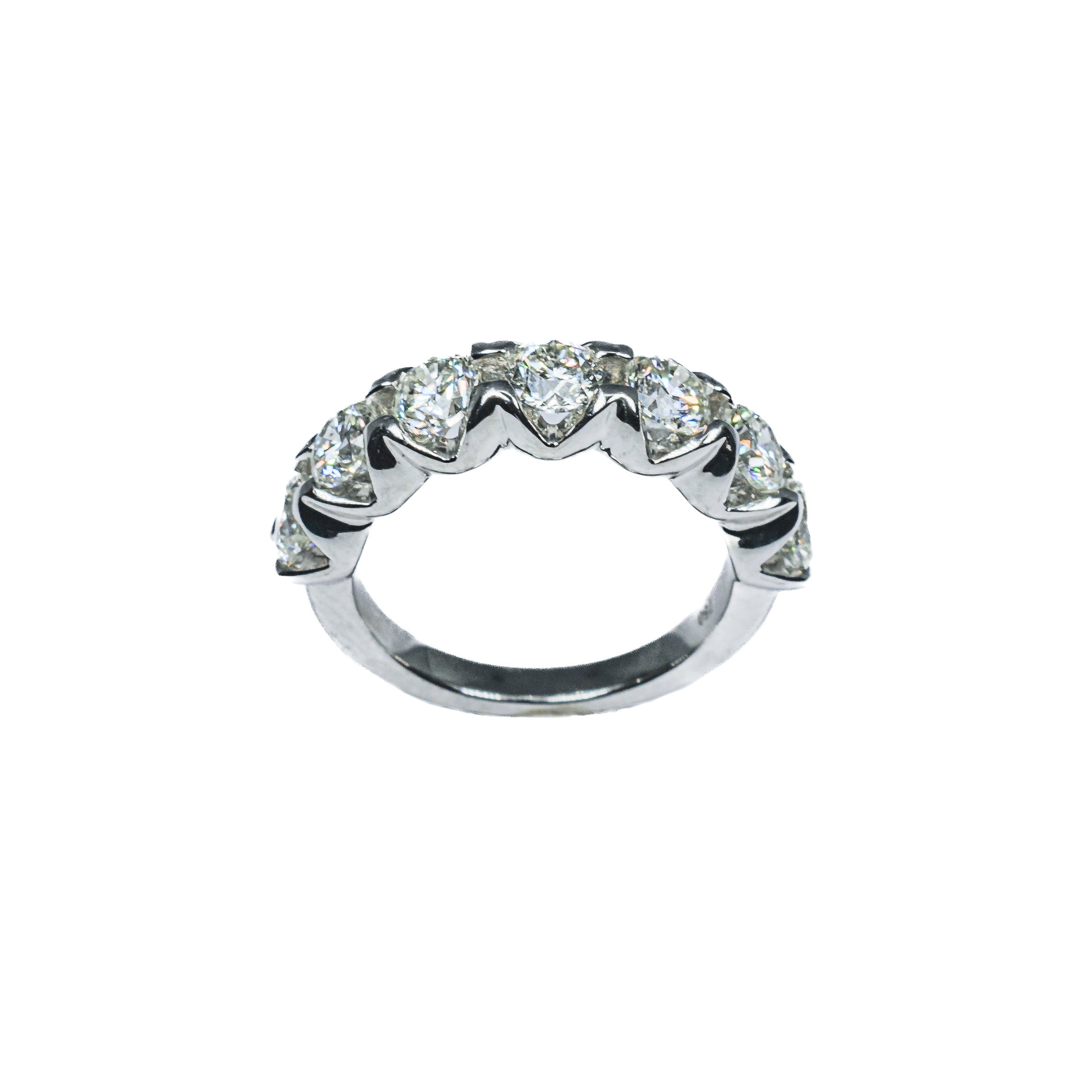 18K White Gold Seven-Stone Diamond Wedding Band – 2.16 Carat