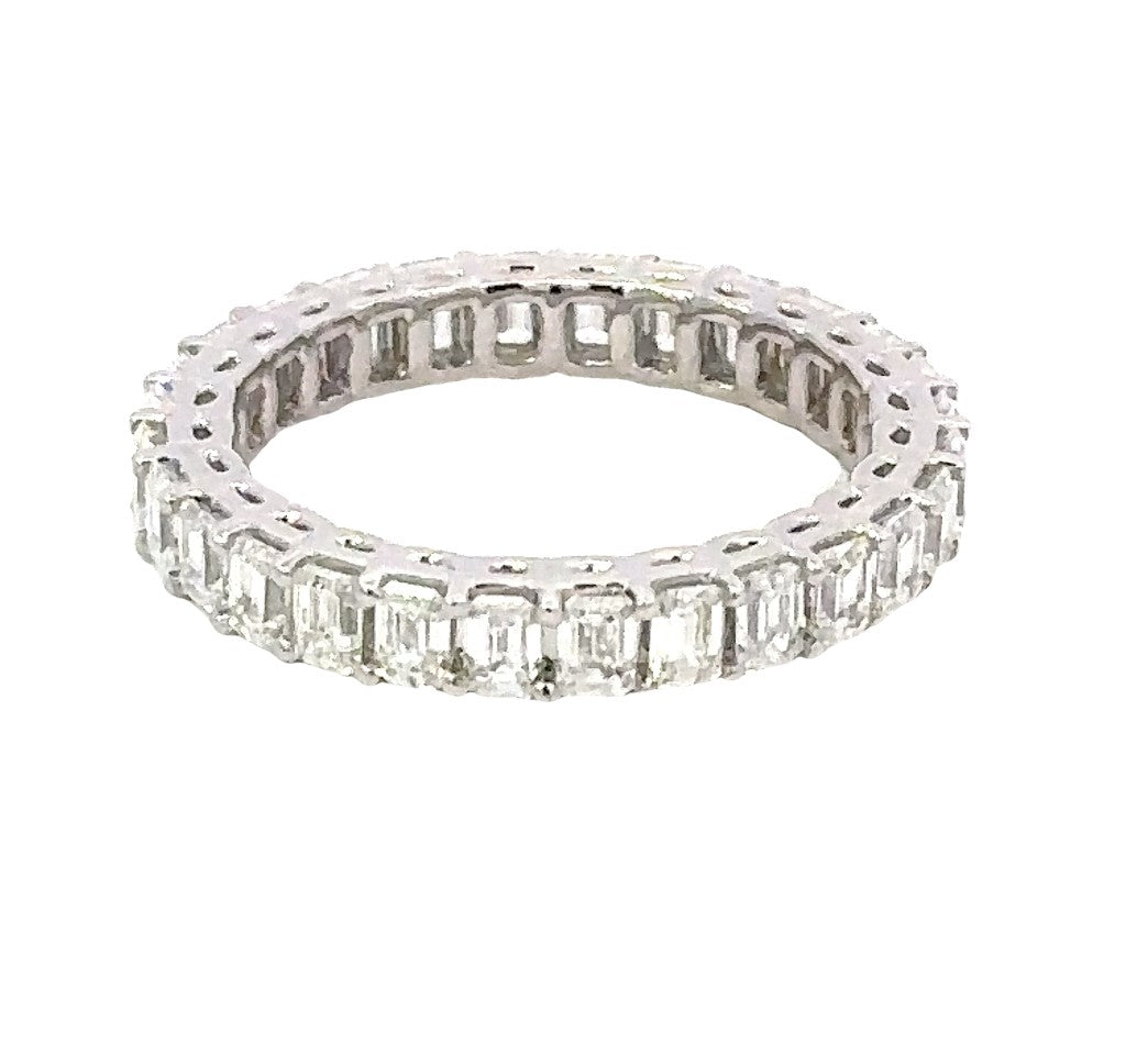 18K Yellow Gold Emerald Cut Diamond Eternity Band 2.22 Carat Size 6