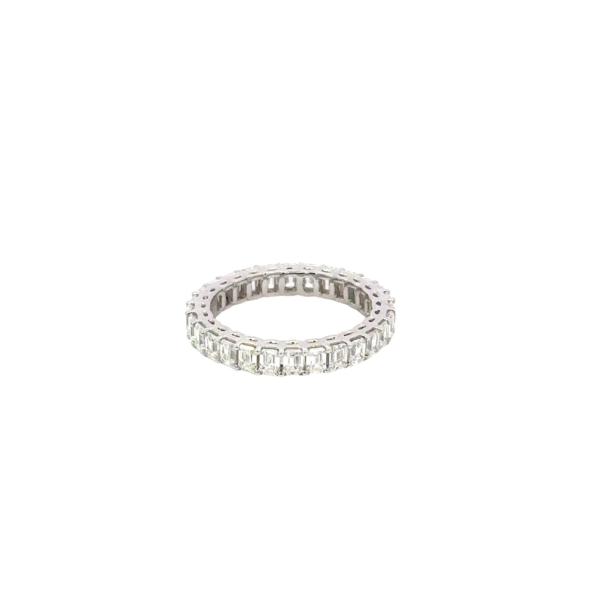 18K Yellow Gold Emerald Cut Diamond Eternity Band 2.22 Carat Size 6