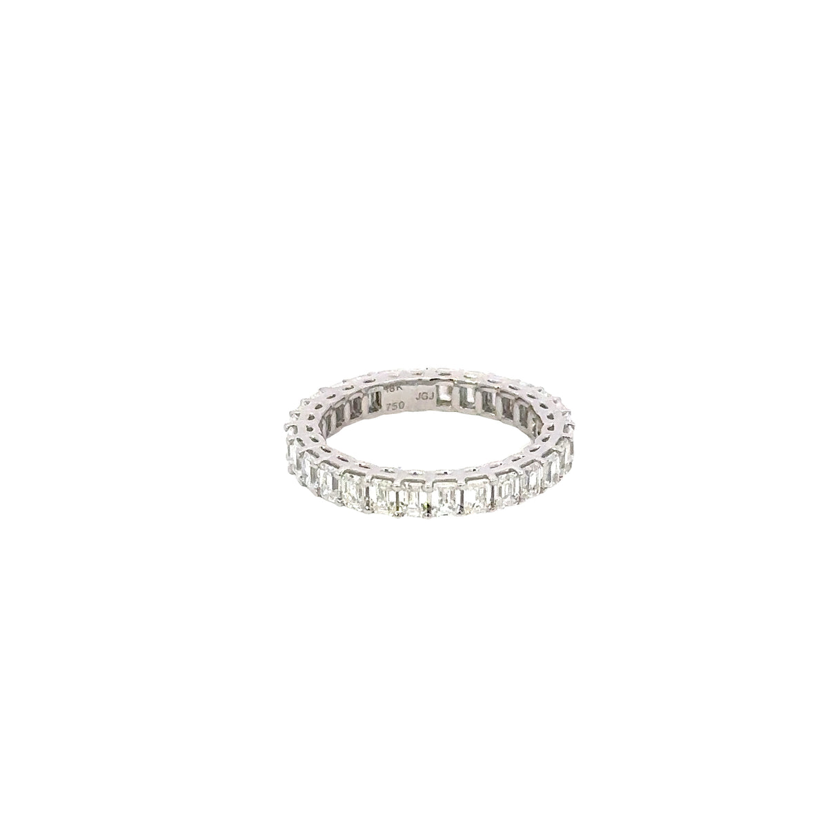18K Yellow Gold Emerald Cut Diamond Eternity Band 2.22 Carat Size 6