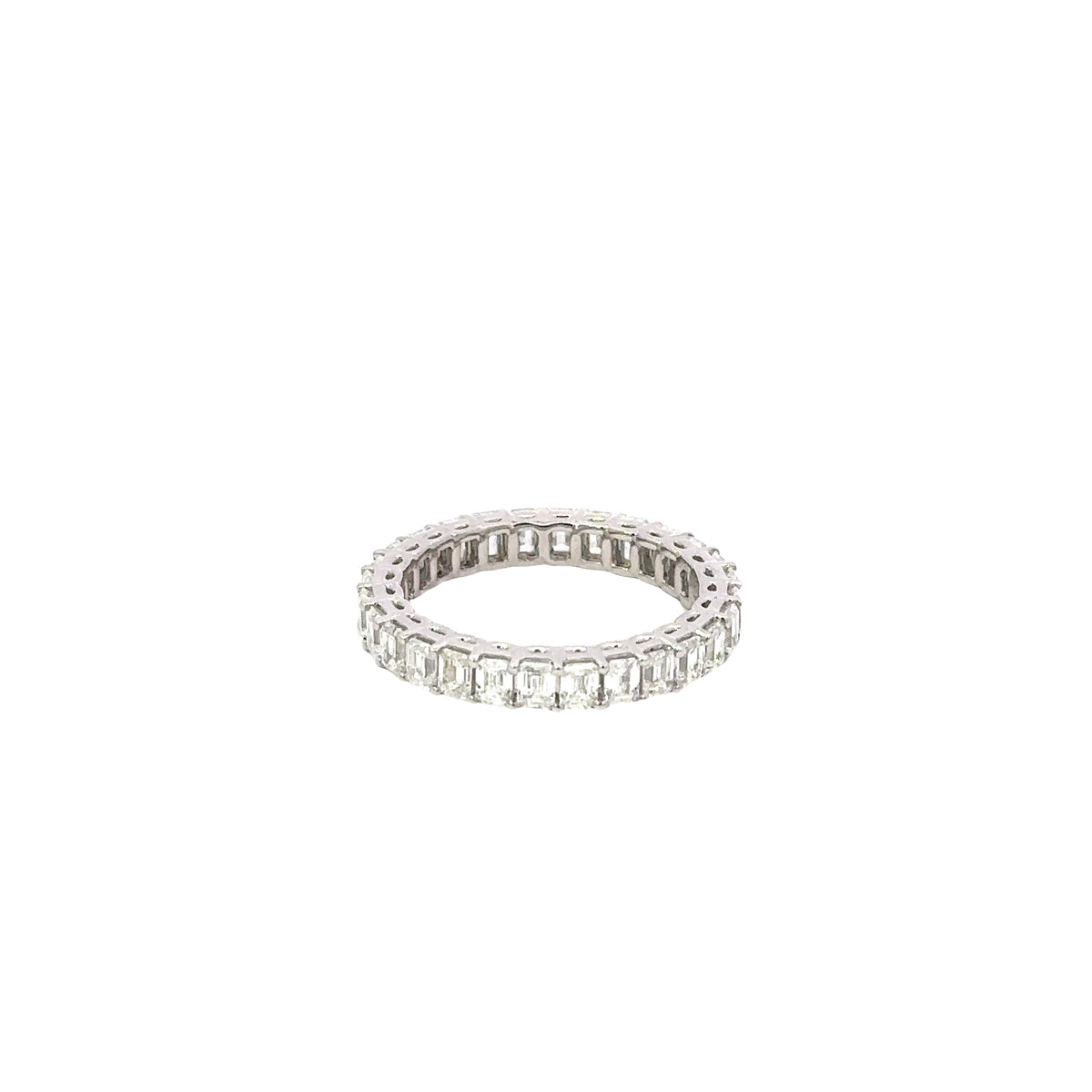 18K Yellow Gold Emerald Cut Diamond Eternity Band 2.22 Carat Size 6