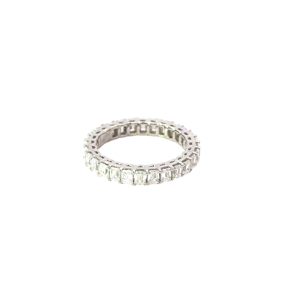18K White Gold Emerald Cut Diamond Eternity Band Ring 2.58 Carat Total