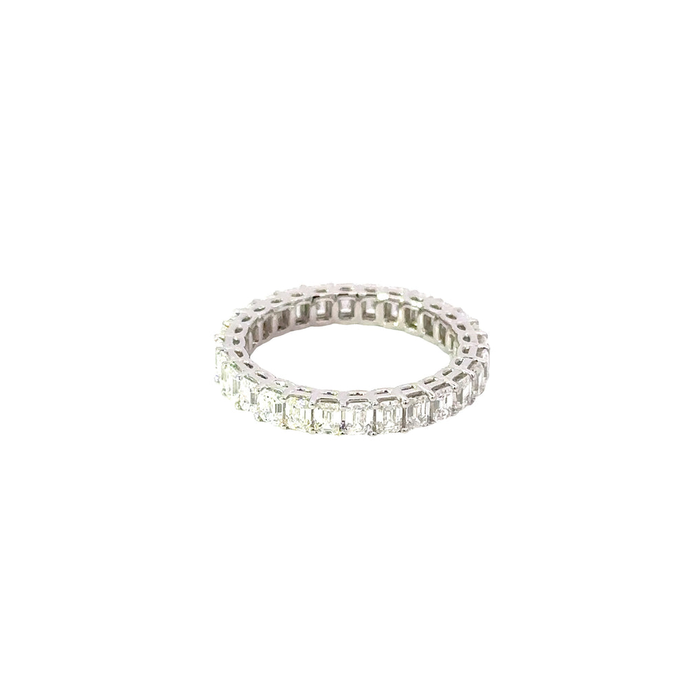 18K White Gold Emerald Cut Diamond Eternity Band Ring 2.58 Carat Total