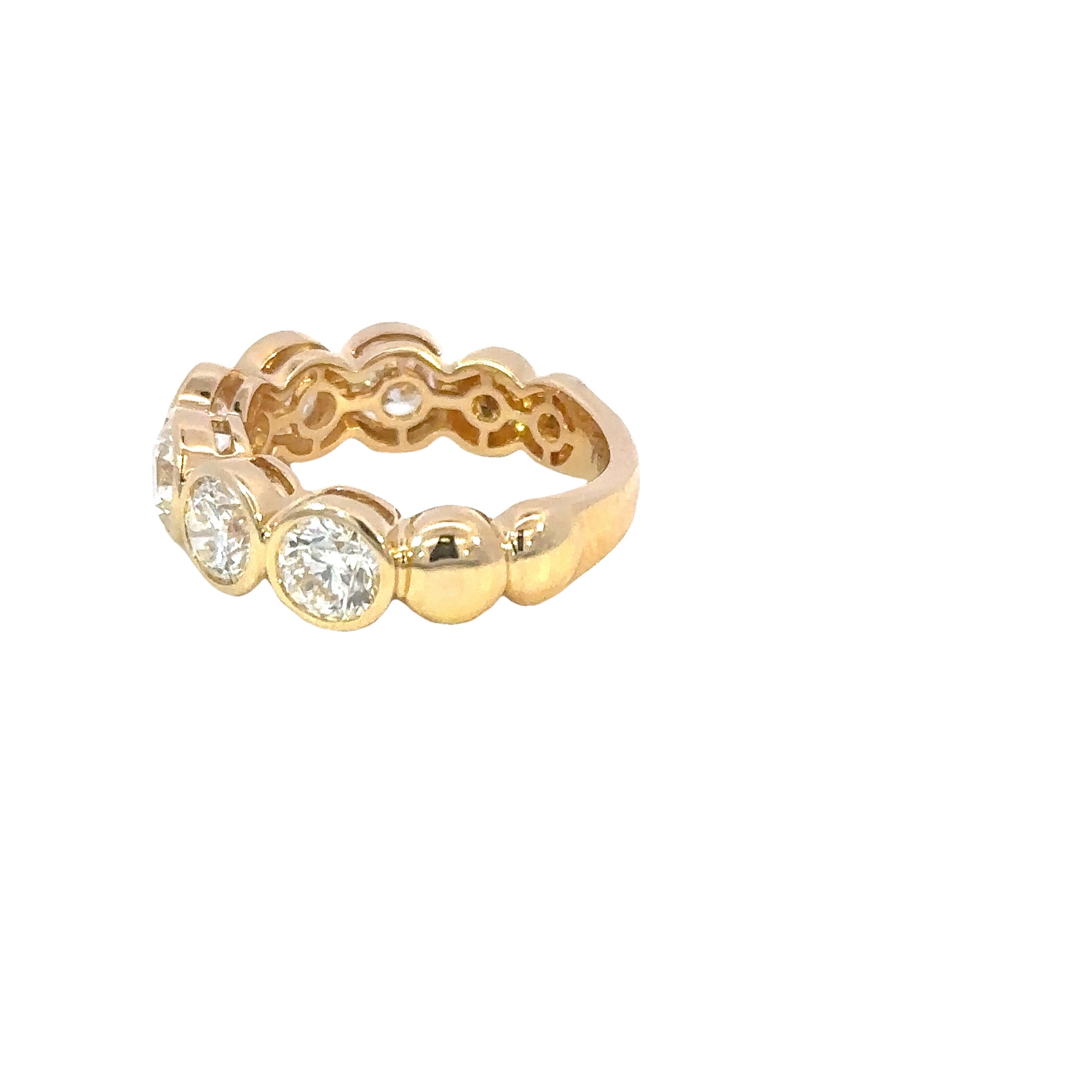 18K Yellow Gold 6 Diamond Bezel Band 3.20 Carat